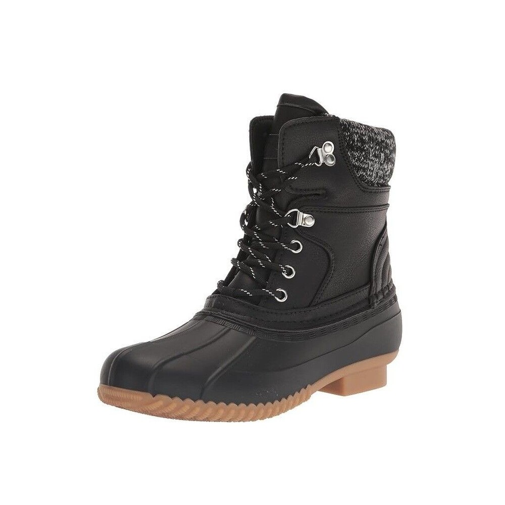 Tommy Hilfiger Womens 7 M Black Rainah Lace Up Rain Boots NIB FJ9